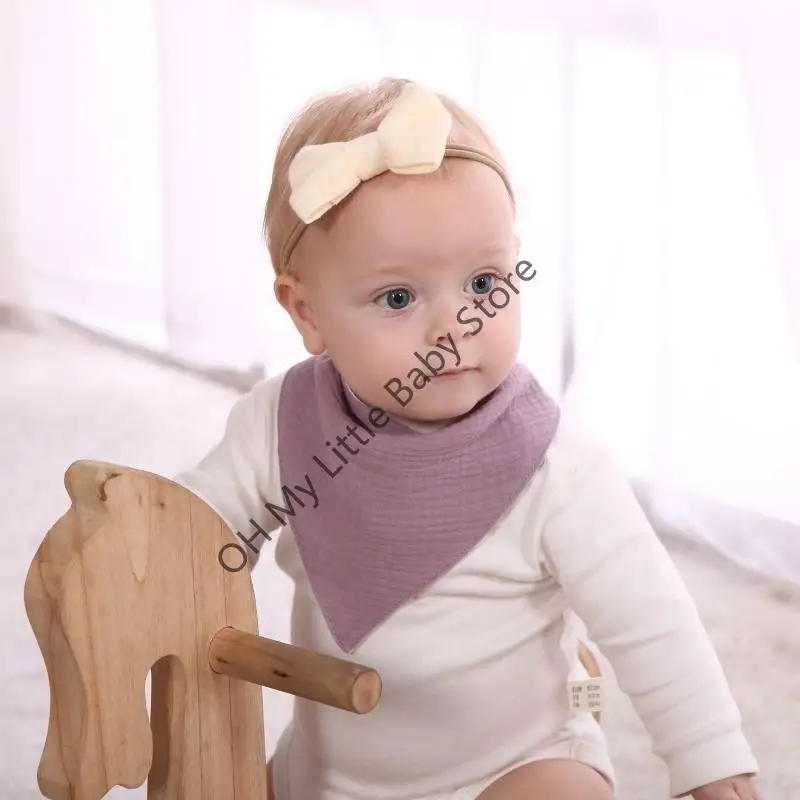 M76C 5 قطعة مريلة قطن للأطفال الرضع حديثي الولادة لون سادة لوشاح مثلث تغذية منشفة لعاب باندانا ملابس تجشؤ للأولاد والبنات Gi