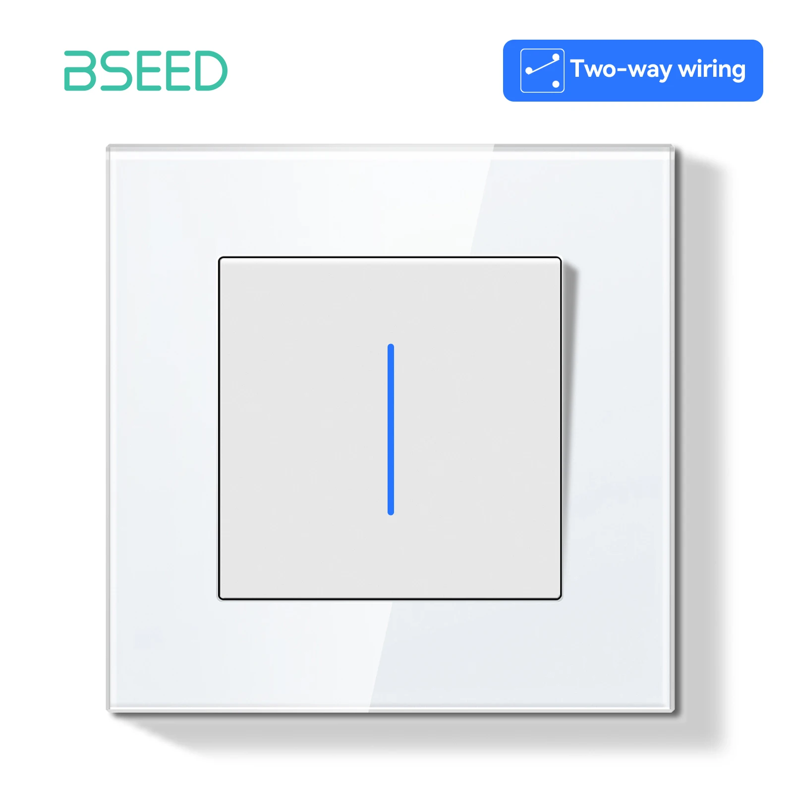 BSEED 1/2 Gang mechanische Lichtschalter 2-Wege-Pass-Through-Schalter mit EU-Buchse USB Typ-C LED-Anzeige Glasrahmen E-Serie 10