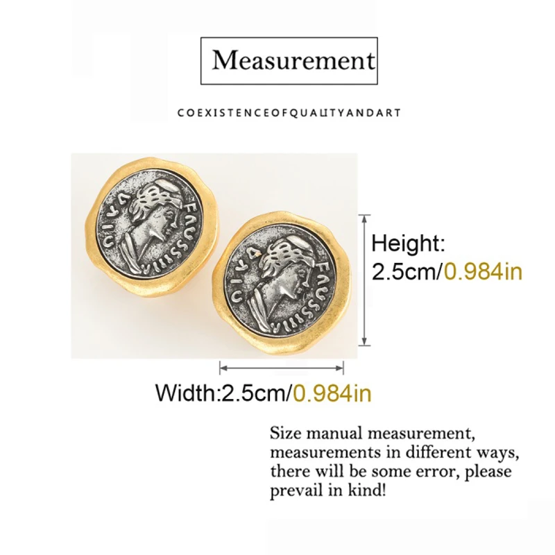 Vintage Round Coin Earrings in Antique Gold