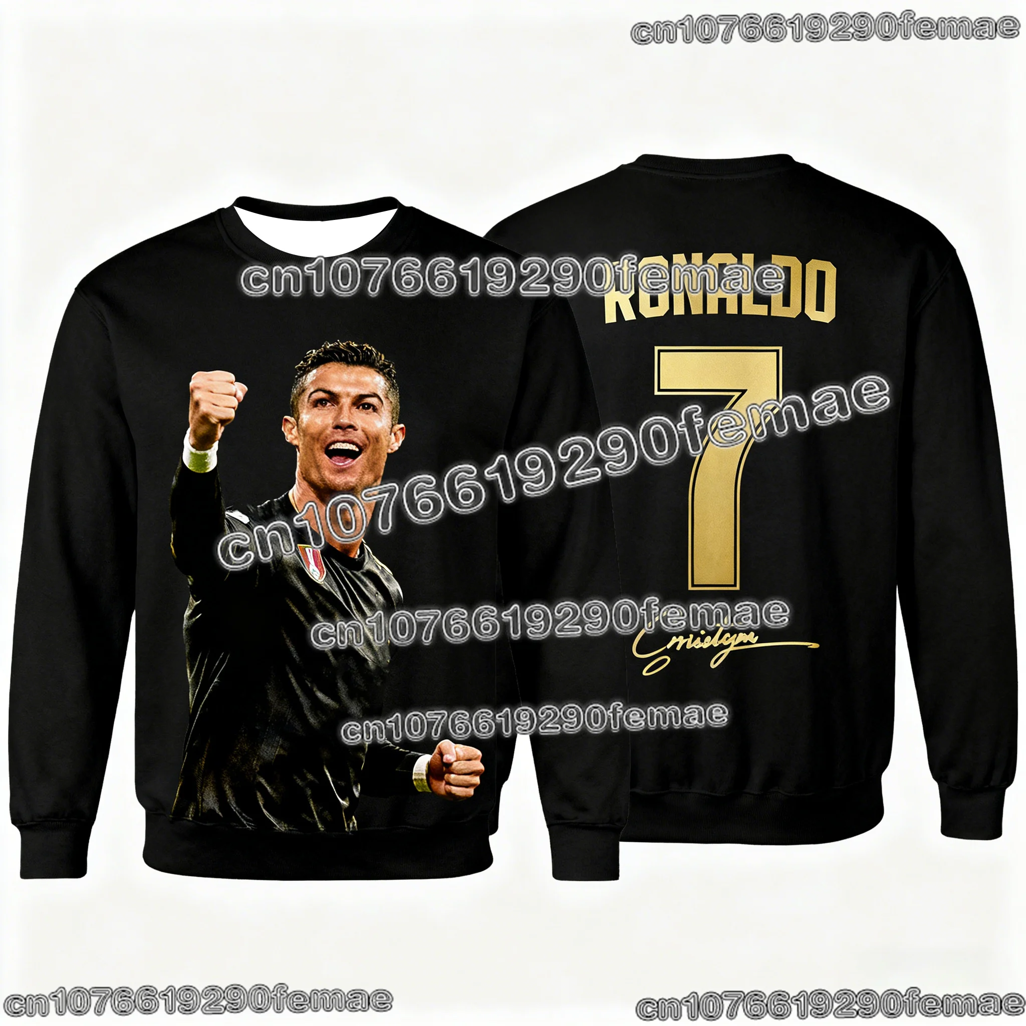 سويت شيرت رونالدو ذو الإصدار التذكاري لمحبي كرة القدم بأكمام طويلة للأطفال والكبار ملابس رياضية عصرية للشارع #6