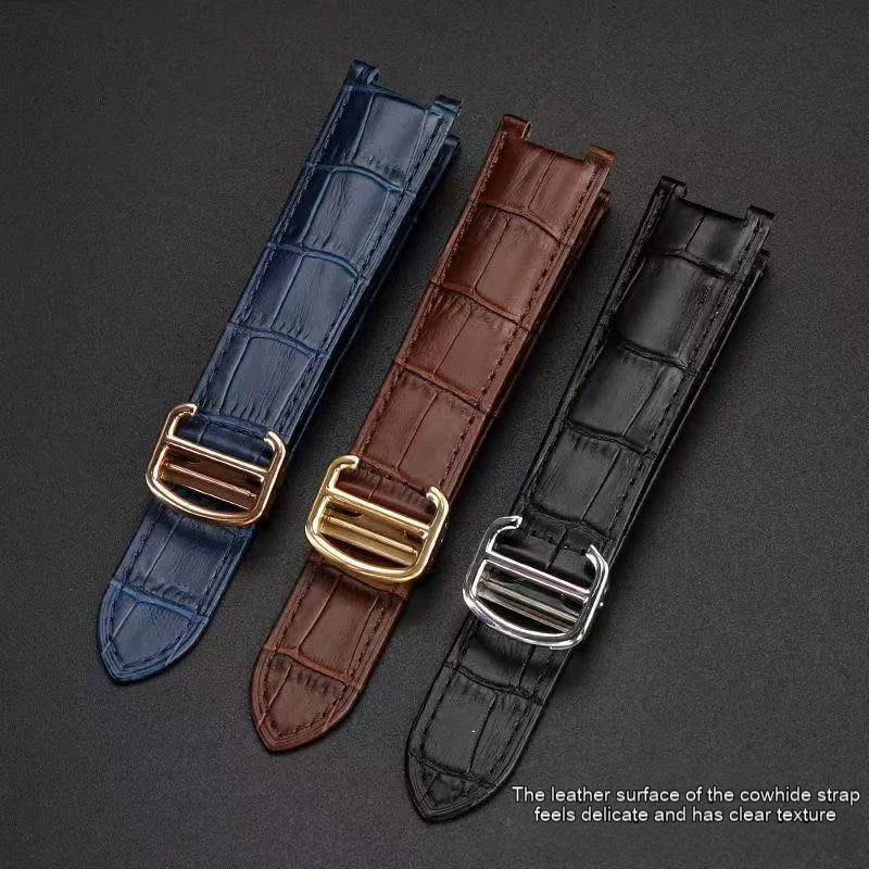 Substitute Cartier Pasha pasha series watch strap genuine leather cowhide watch strap men's concave 18 20 22mm