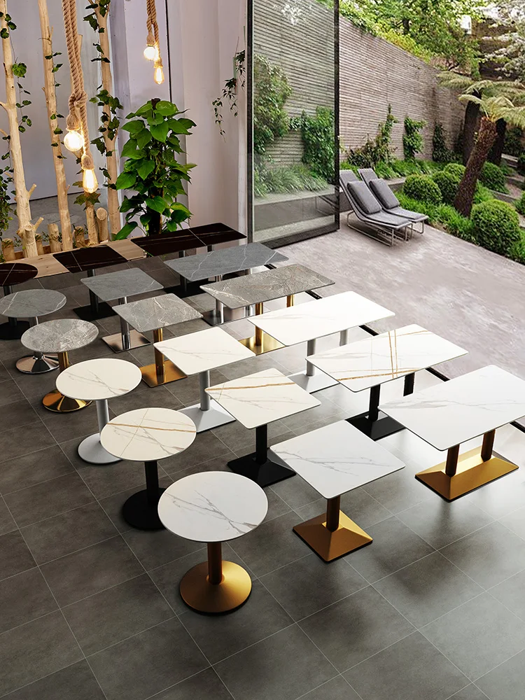 Modern minimalist coffee shop table milk tea fast food restaurant square table to discuss tables and chairs small round table