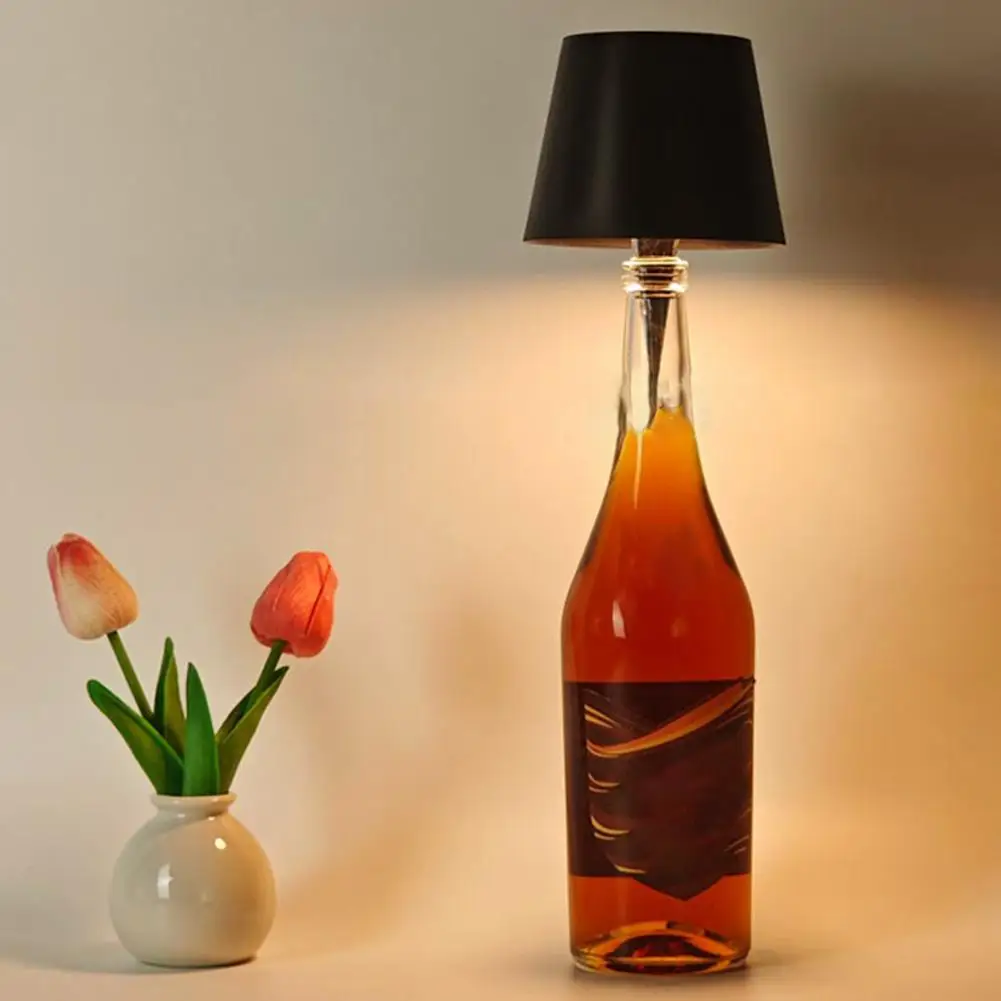 Decorative Bottle Light Rechargeable Rgb Wireless Bottle Lamp with Touch Control for Desk Decoration Portable Cordless Table