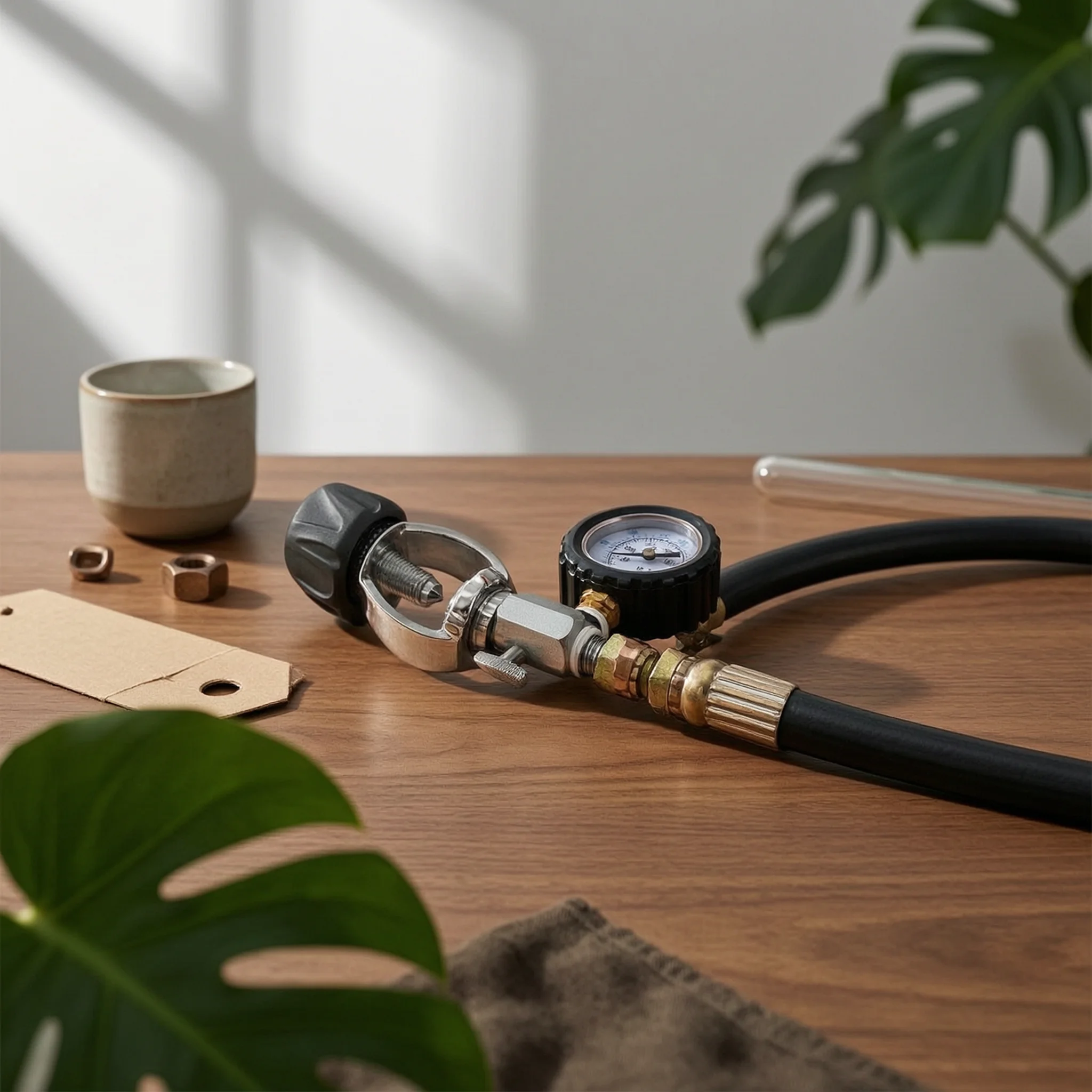 Yoke Cylinder Hose with Gauge Flexible Scuba Filling Hose with Pressure Gauge Yoke Tank Pressure Checker Heavy-Duty Accurate