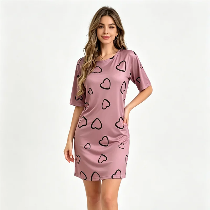 Women Pajamas Valentine Day Heart Pattern Can Be Weared Casual And Comfortable Women Pajamas Summer Sleepwear For Sleeping dress
