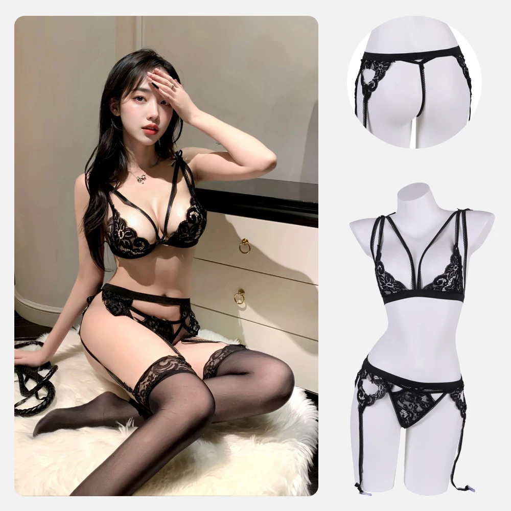 

Lace Wireless Bra Sexy Push Up Unwired BraWomen Tops Bralette Lingerie Female Erotic Underwear See Through Bandage Lingerie Set