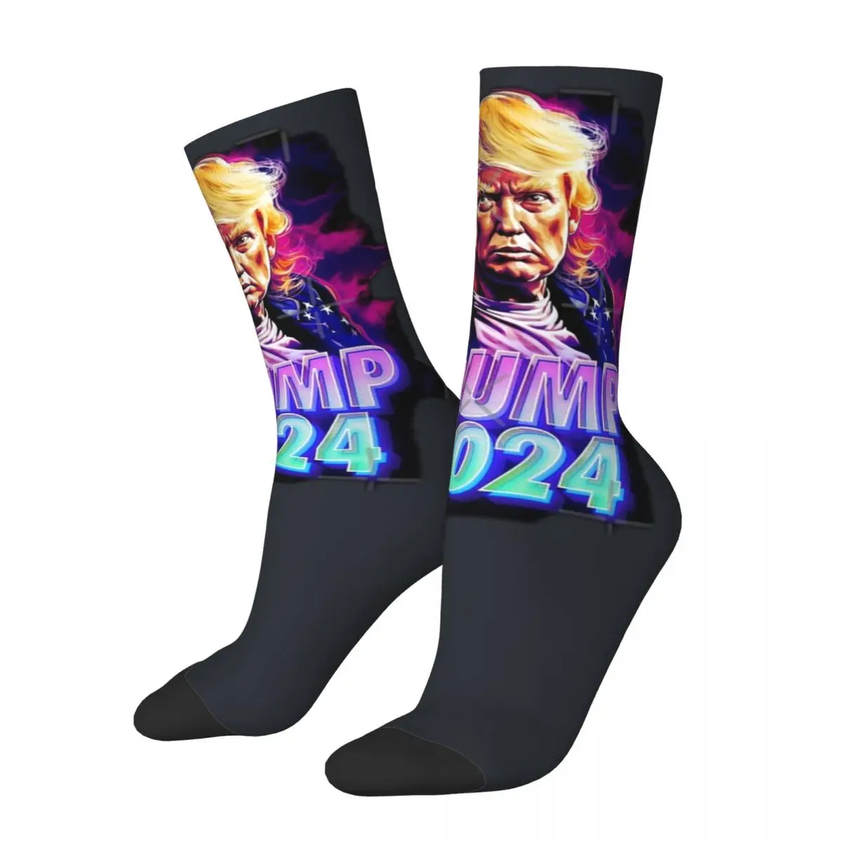 Trump 2024 - Miami Style Graphic Men's Socks Cartoon Trump Hip Hop Novelty Casual Crew Crazy Sock Gift Printed official-website