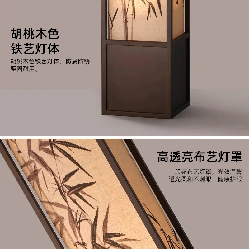 Folha de bambu pintura sala de chá candeeiro de mesa de chá sala de estar sofá lâmpada de chão