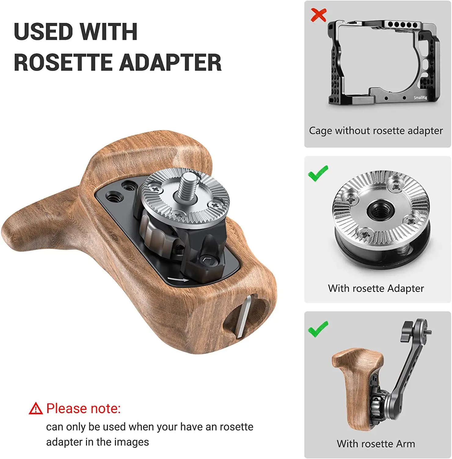 SmallRig Wooden Side Handle with ARRI Rosette Suit for Sony a7II/a7RII/a7SII SmallRig Cage,Left and Right ARRI Side Handle