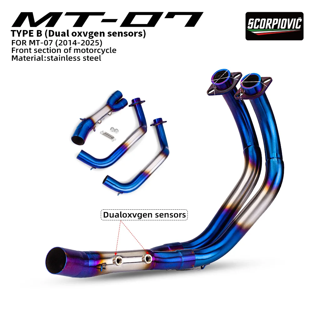 Motorcycle Exhaust Full System Front Pipe 51mm Muffler For Yamaha MT07 MT-07 FZ07 2014 - 2026 R7 2021 - 2026