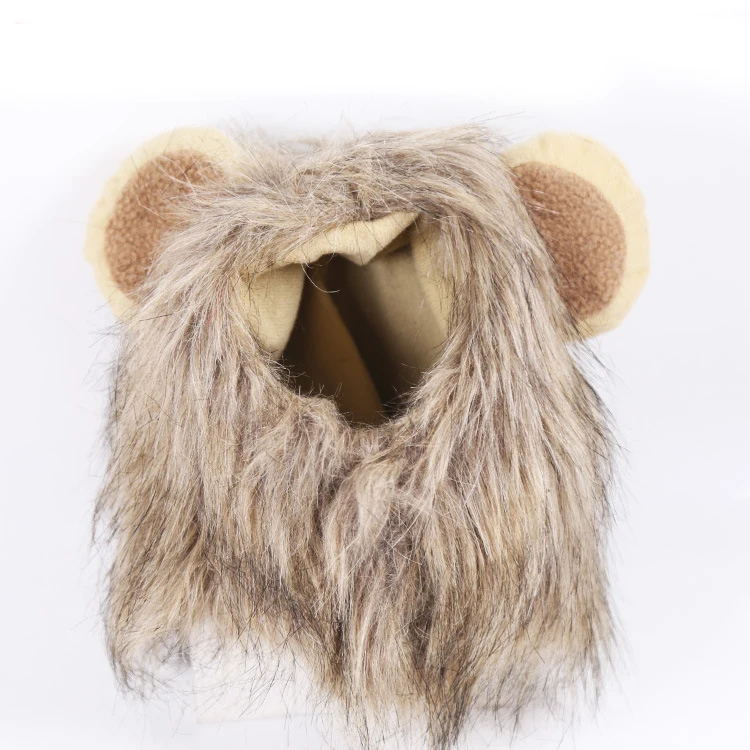 Lustiger Löwenmähnen-Katzenhut Flauschiges Löwenkopf-Kostüm für Katzen & Kätzchen Niedliche Haustier-Cosplay-Perücke Halloween-Party-Verkleidung Foto-Accessoire – Detail 1