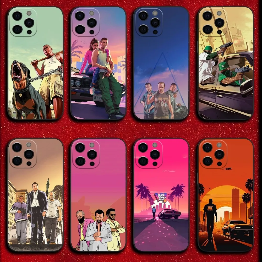 

RockstarS Gta 5 Phone Case For iPhone 16,15,14,13,12,11,Pro,XS,Max,XR,Plus,SE,Mini Soft Black Cover