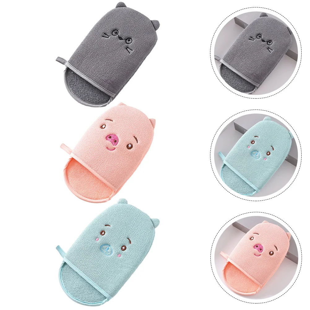 

3Pcs Bath Scrubbing Gloves Cartoon Lovely Pattern Body Cleaner for Exfoliating and Foaming Shower Wipe Back Rub Mitt