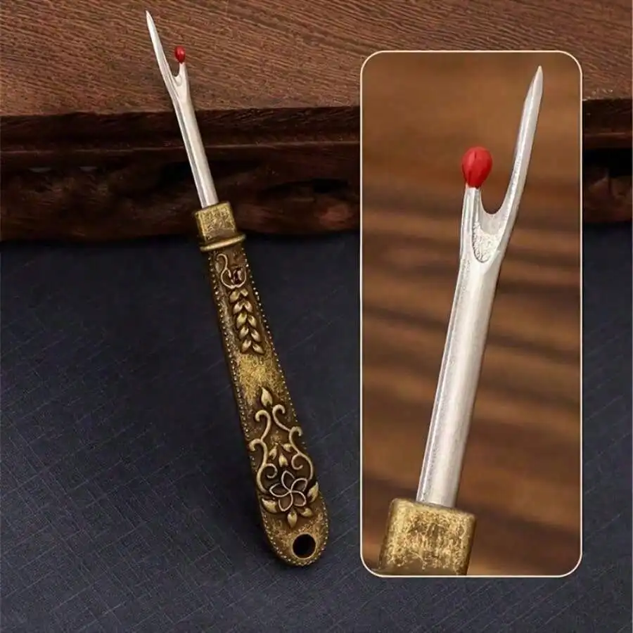 Vintage Sewing Thread Clippers - Comfortable Ergonomic Handle, Floral Design With Red Accents, Available In Multiple Colors - Detail 1
