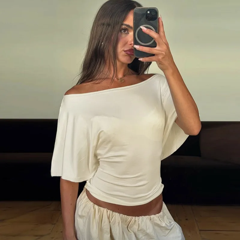 

Talenza Summer Women's Tops Fashion Sexy Backless Lace-up Bodycon Short Tops Casual Commuting Streetwear Elegant Female T-Shirts