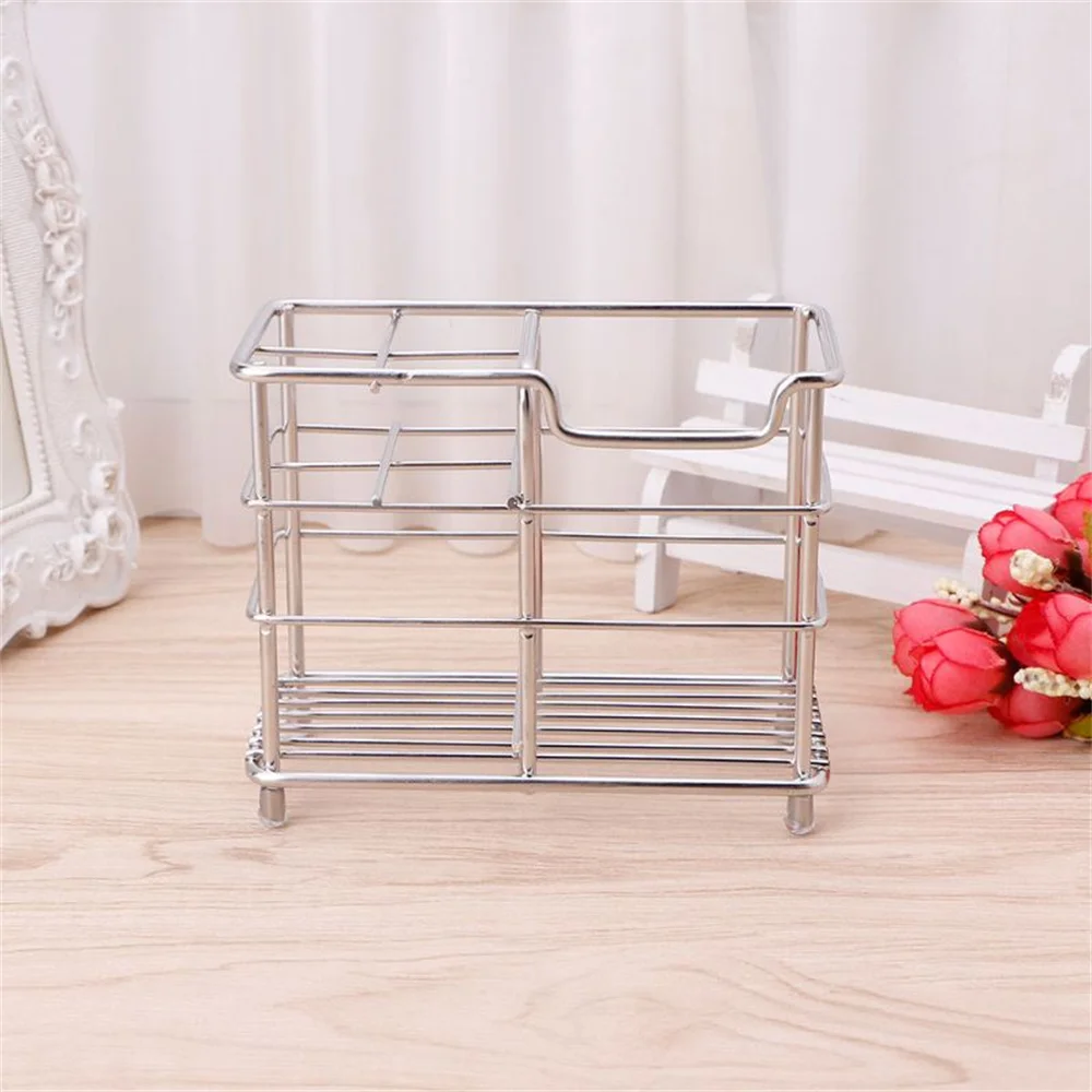 Stainless Steel Toothbrush Holder Toiletries Organizer Storage Rack Bathroom Silver Metal Toothpaste Stand Holder For Household