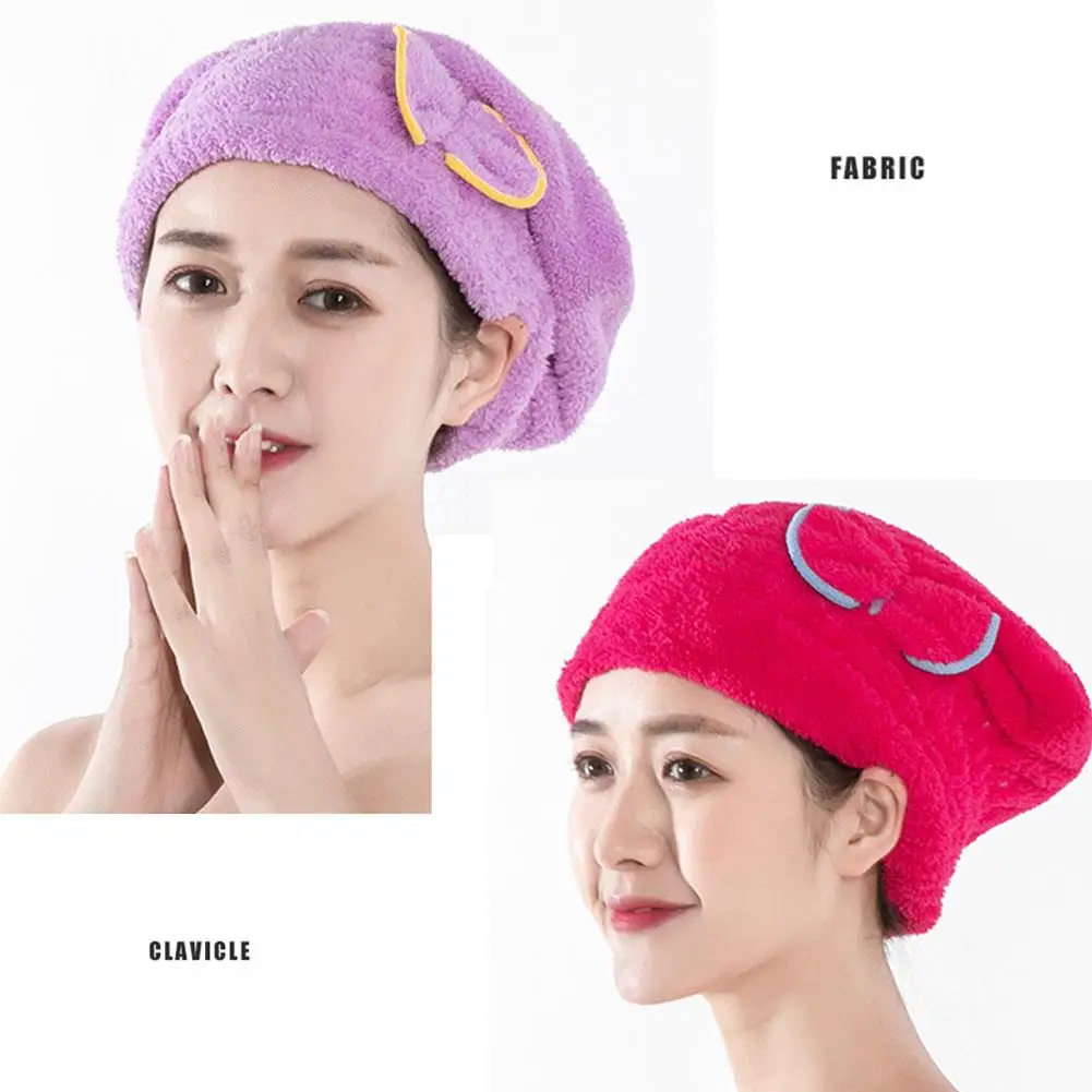 Women Hair Drying Hat Quick-dry Hair Towel Cap Hat Bath Hat Microfiber Solid Towel Cap Super Absorption Turban Hair Dry Cap