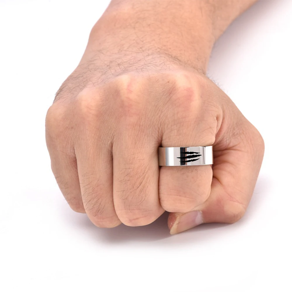 خاتم أنيمي محارب حيوان تنكري ، علامات مخلب حادة ، فولاذ مقاوم للصدأ ، خاتم بين الرجال والنساء ، فاتح ، إكسسوارات مجوهرات عتيقة ، هدية