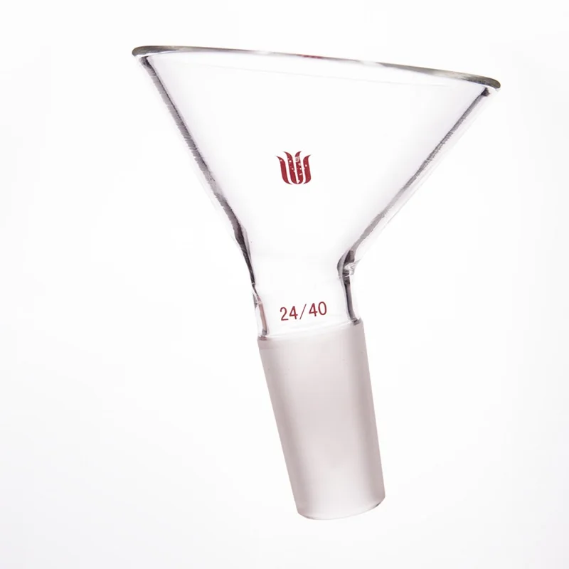 SYNTHWARE 60° Triangular funnel, φ75mm φ90mm φ100mm, Joint 24/40 29/42, FUNNEL, POWDER, 60° OFFSET, Borosilicate glass, F39