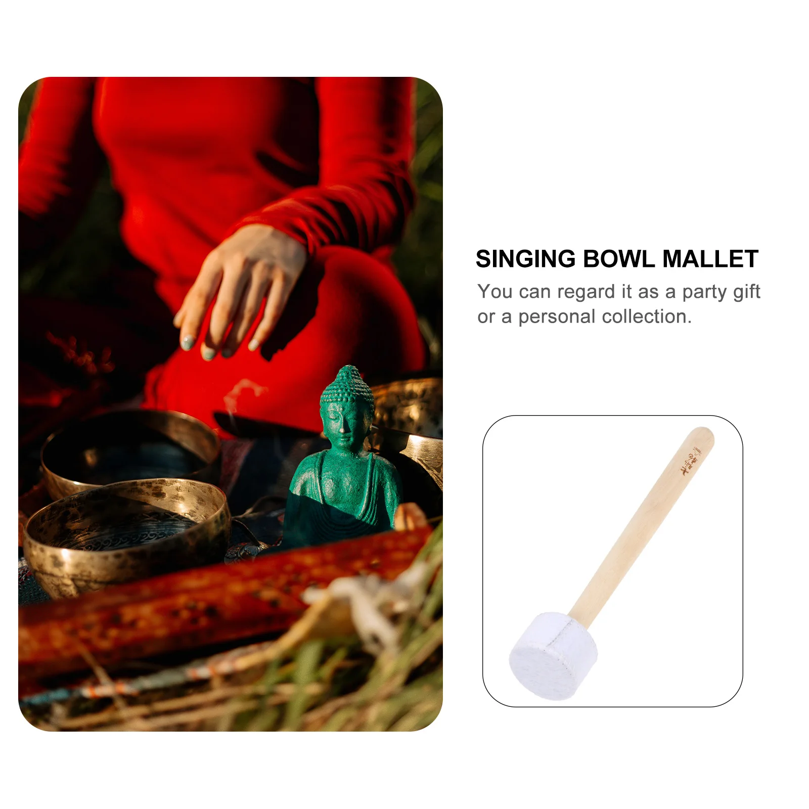 

Bowl Stick Hammer Mallet Striker Singing Wrapped Bass Meditation Practical Cloth Wood