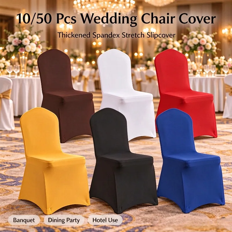 10/50Pcs Wedding Chair Cover Thickened Spandex Stretch Slipcover for Restaurant Banquet Dining Party Hotel White Chair Cover