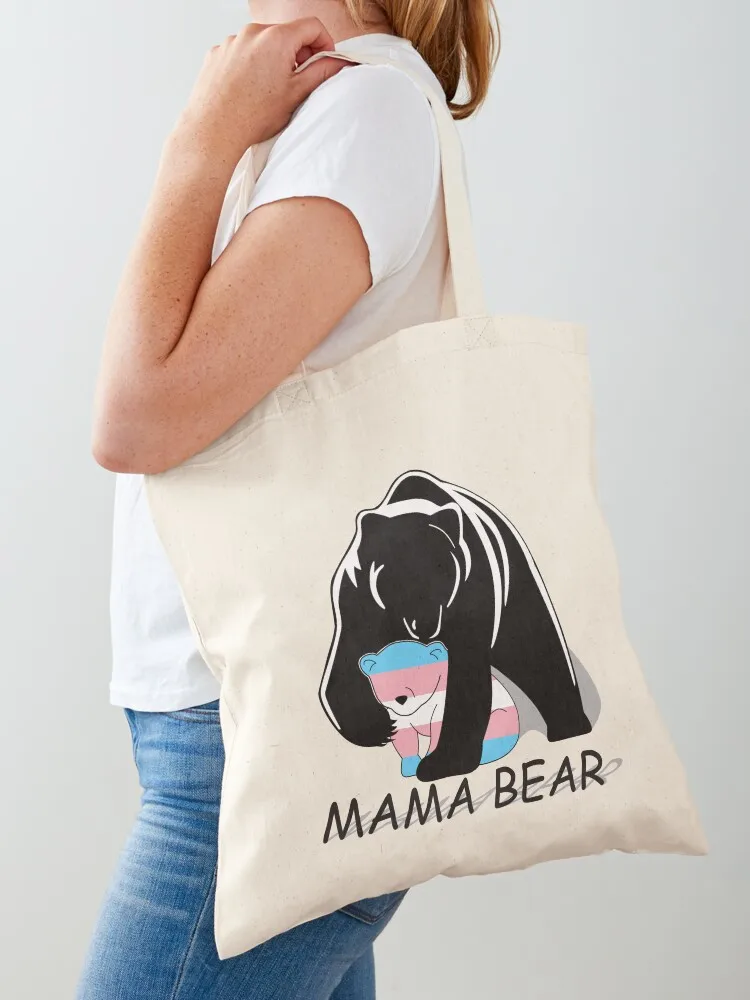 

Transgender Pride Mama Bear Tote Bag Reusable bags woman shopping bag Portable shopping bag custom bags