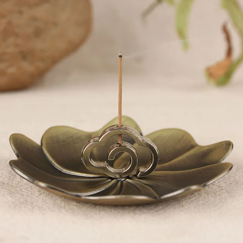 Incense Burner Holder Vertical Cloud Retro Alloy Stick Incense Buddhism Coil Censer Home Office Craft Burner Bottle Stick Holder