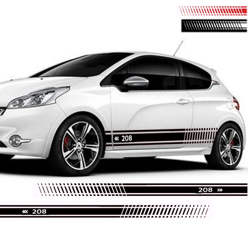 

Car Sticker Stylish car body sticker vinyl body decal Side Sticker Stripes Stickers For Peugeot 208 Car Styling