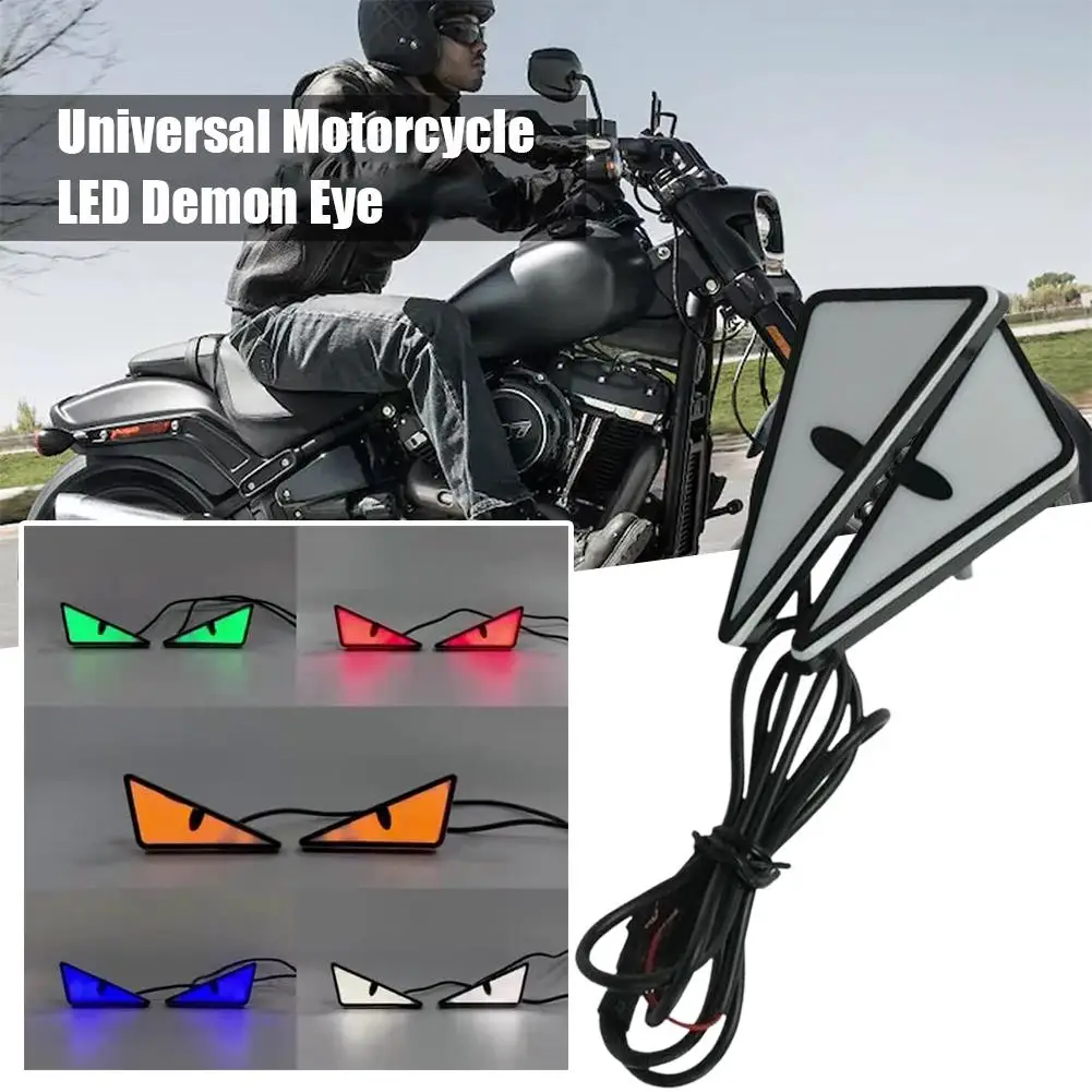 Universal Motorcycle LED Demon Eye Light-Devil Eye Demon Evil Eyes Headlight Motorcycle Mini Projector Lens Lamp for Any Car Mod