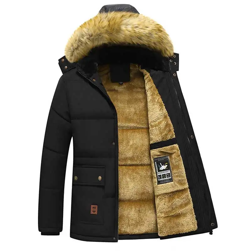 

5XL Winter Plush Parka Men Thick Warm Hooded Parka Men Largo Size Windproof Parkas For Men Fashion Casual Jacket Coat Male Black