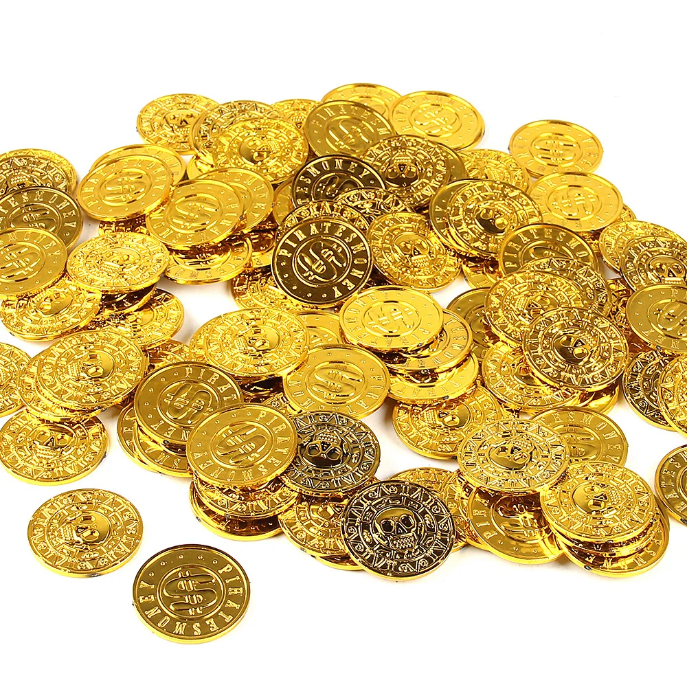 10/30/60pcs Retro Plastic Pirate Coin Halloween Decoration Fake Treasure Party Gift Kids Favor Birthday Toys Kids Party Supplies