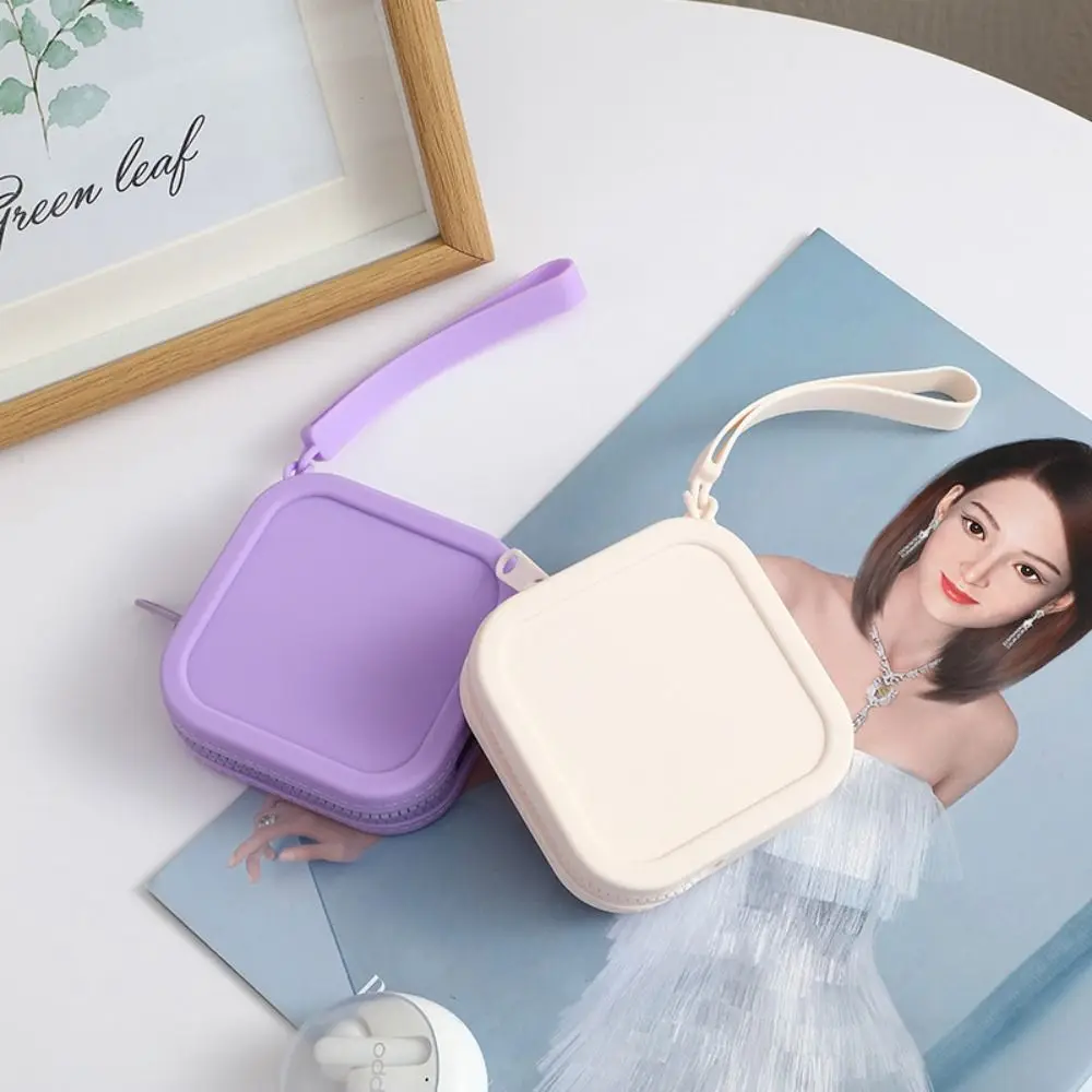 Solid Color Silicone Square Coin Purse INS Waterproof Small Item Bag Candy Color Lipstick Cosmetic Bag Earphone Storage Bag