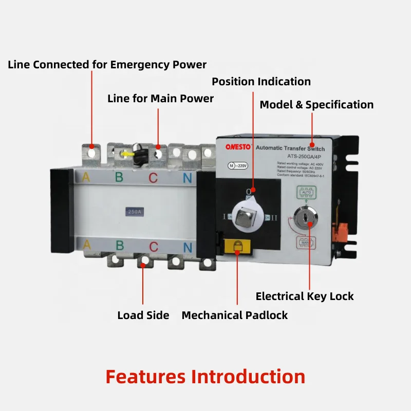 Automatic Transfer Switch with Handle Changeover Switch Automatic ATS Switch