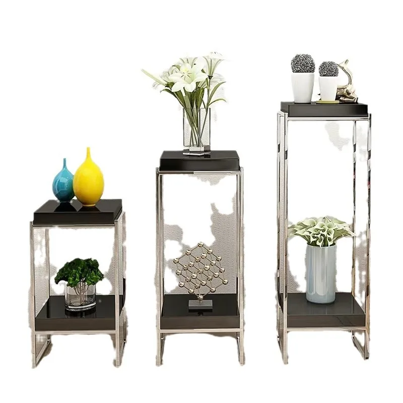 Stainless steel marble flower stand, pothos placement rack, plant placement rack decoration rack gold and silver interior