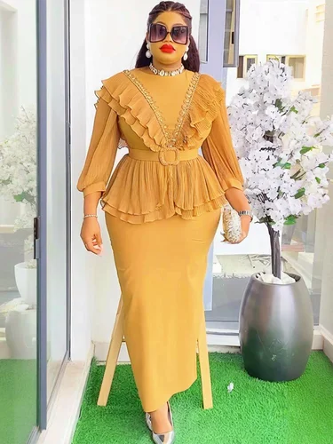 Imagen 2 del producto Vestidos africanos elegantes para mujer, trajes de moda de otoño 2025, vestido largo de fiesta de boda, vestido de noche de talla grande, ropa de mujer