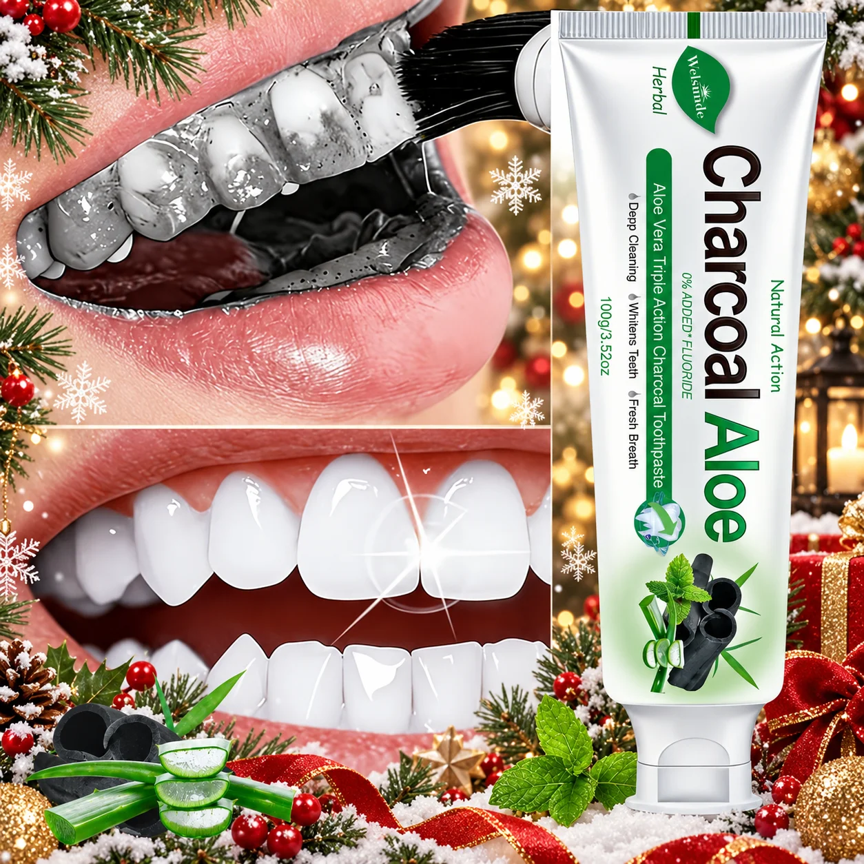 1/3PCS Powerful Teeth Whitening, Activated Charcoal Toothpaste, Natural Mint Flavor, Deep Cleaning, Deep Removal Through Brushing, Enamel Safe, Teeth, Fresh Breath, Gentle Non-Irritating, Daily Use for Yellow Teeth, Hydroxyapatite Toothpaste
