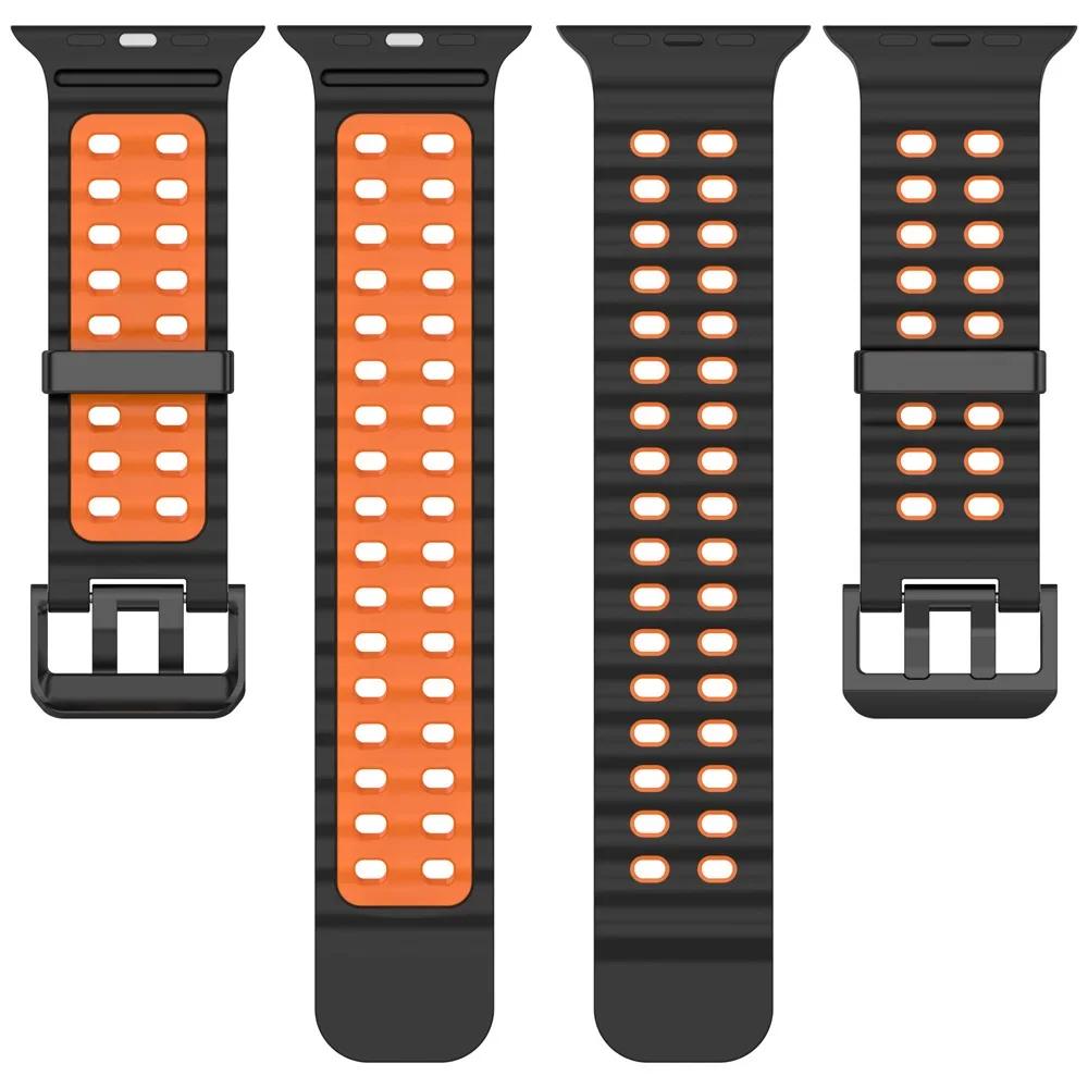 Tali Silikon Laut untuk Jam Tangan Apple Ultra 49Mm 10 46Mm Gelang Olahraga Nyaman untuk Gelang IWatch 9 8 7 6 5 SE 45Mm 44Mm