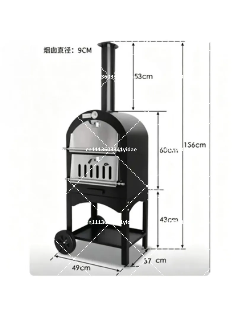 22 Inch Stainless Steel Dual Purpose Pizza Grill Portable Hand Push BBQ with Wheels for Backyard