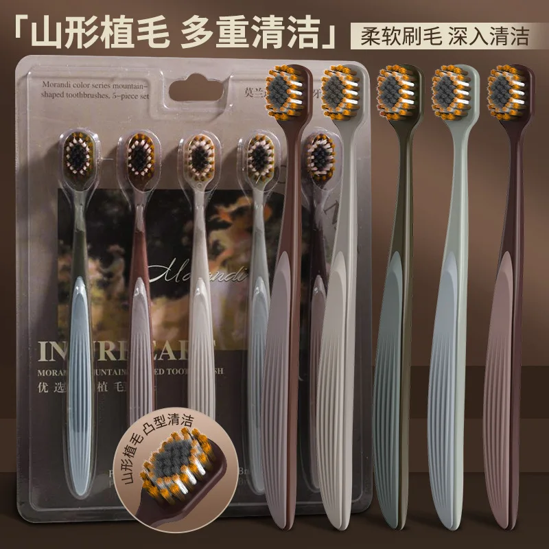 5-pack light luxury medium-soft bristle toothbrush adult household wide-head brush adult couple toothbrush