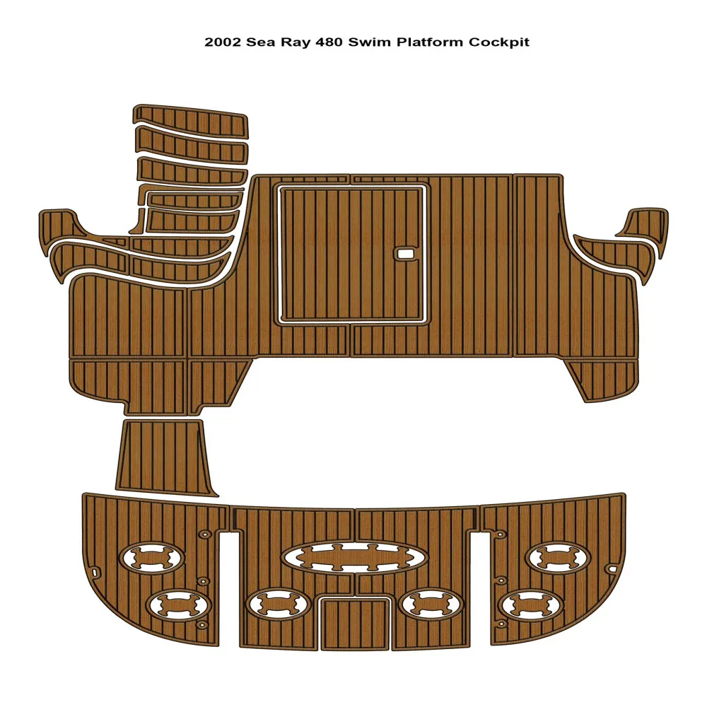 

2002 Sea Ray 480 Swim Platform Cockpit Pad Boat EVA Foam Faux Teak Floor Mat SeaDek MarineMat Gatorstep Style Self Adhesive