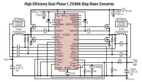 LTC3875 LTC3875EUJ LTC3875IUJ - Dual, 2-Phase, Synchronous Controller with Low Value DCR Sensing and Temperature Compensation