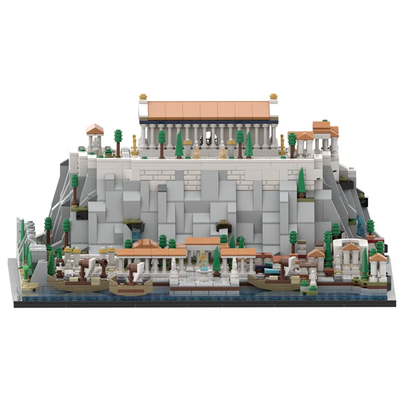 MOC-Modèle de blocs de construction d'acropole grecque, célèbre château du parthénon, palais, architecture religieuse, jouets en briques, collection de cadeaux