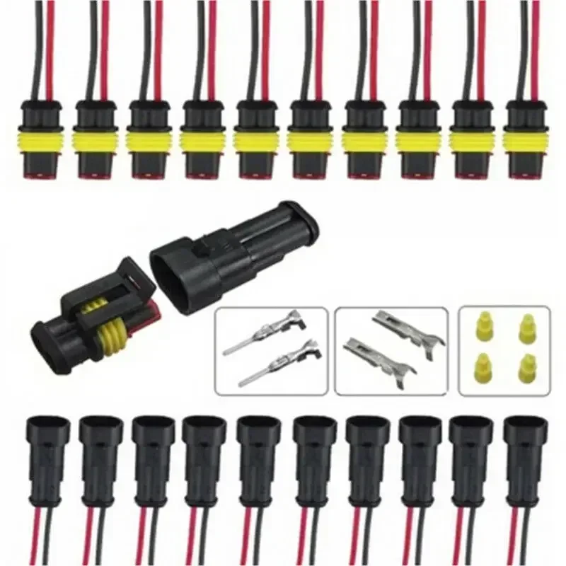 Wire Marine Male Female 10A Truck Black Electrical Connectors Accessory 5pcs 2 Pins Car Waterproof Plug For Motorcycle