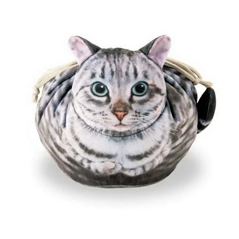 Kosmetik-Aufbewahrungstasche in Katzenform, niedliche Make-up-/Hautpflege-Organizer-Tasche in Reisegröße mit Kordelzugverschluss, Geschenktasche für Katzenliebhaber – Detail 6