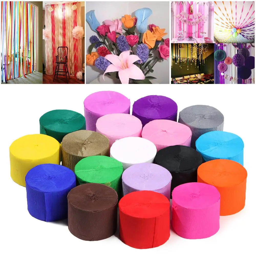 1 Roll DIY Baby Shower Decoration Party Supplies Crepe Paper Streamers Wedding Decor Garland Photography Backdrops DIY Paper