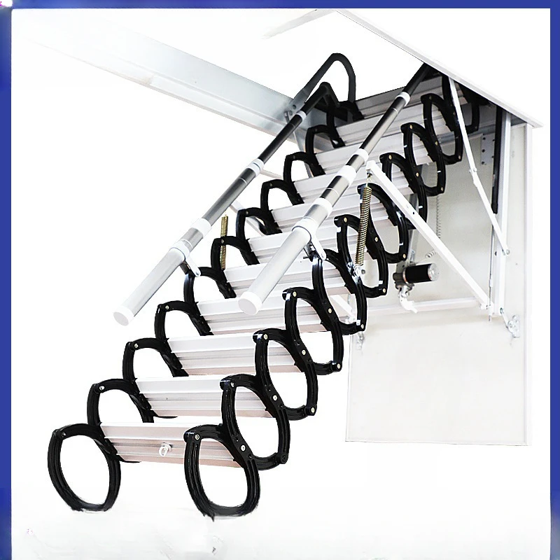 Attic telescopic staircase thickened fully automatic electric villa invisible duplex staircase folding pull-up ladder indoor hou