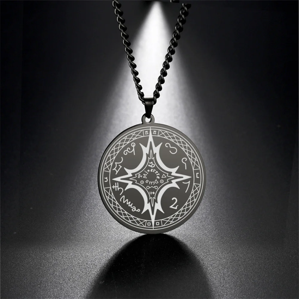 EUEAVAN Tetragrammaton Mastery of The Magical Arts Talisman Pendant Necklace Stainless Steel Chain Supernatural Amulet Jewelry