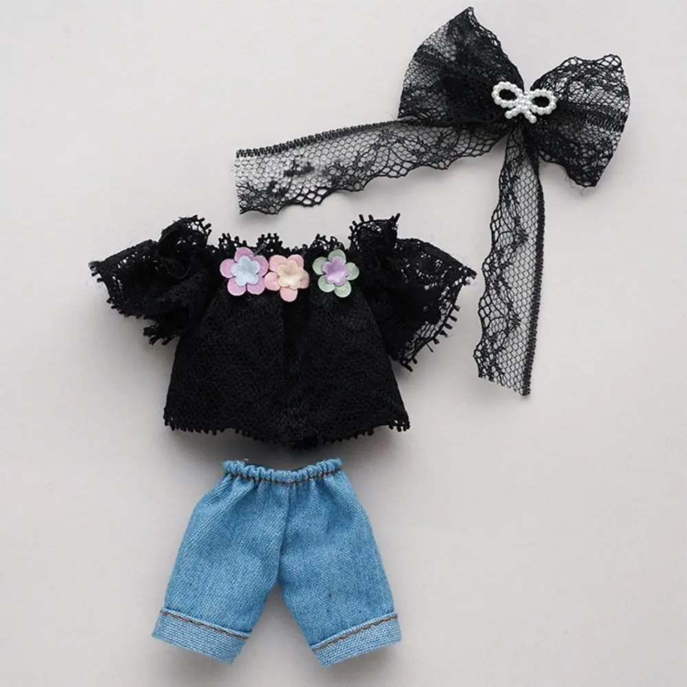 16~17cm bjd Doll Clothes Can Dress Up 1/8 BJD Doll Fashion Doll Clothes Jeans Pants Suit With Headwear DIY Girls Toys