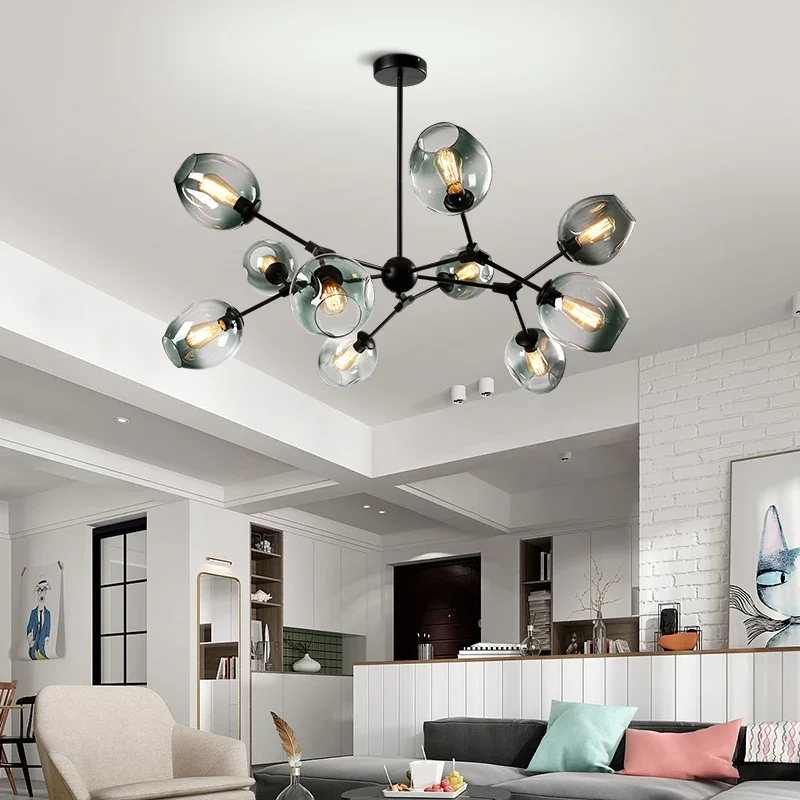 Modern LED Chandelier Lighting For Home Hanging Pendant Lamps Restaurant Dining Glass Chandeliers Decor Indoor Fixture