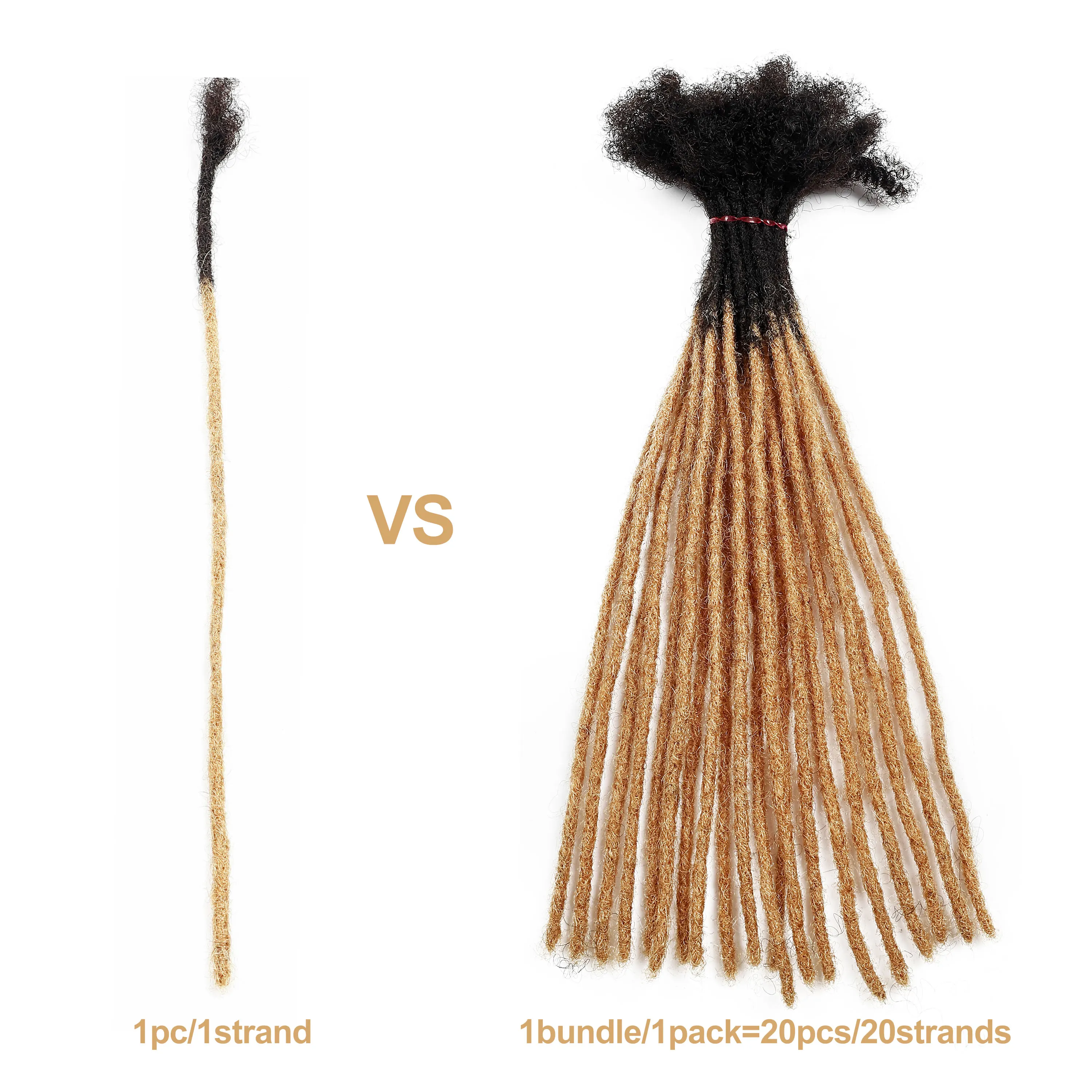 Hot Sale 20pcs/pack 0.6cm Thickness Locks Cheveux Naturel Dreads Hair #1b/27 Dreadlocks Loc Extensions Human Hair Dreads Locks